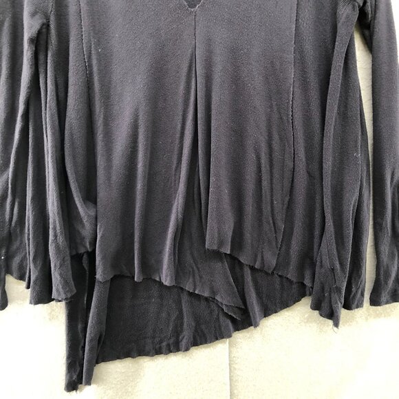 Free People Mock Neck Tunic Top XS Relaxed Jersey Knit Cut Out Asymmetric - Picture 4 of 11